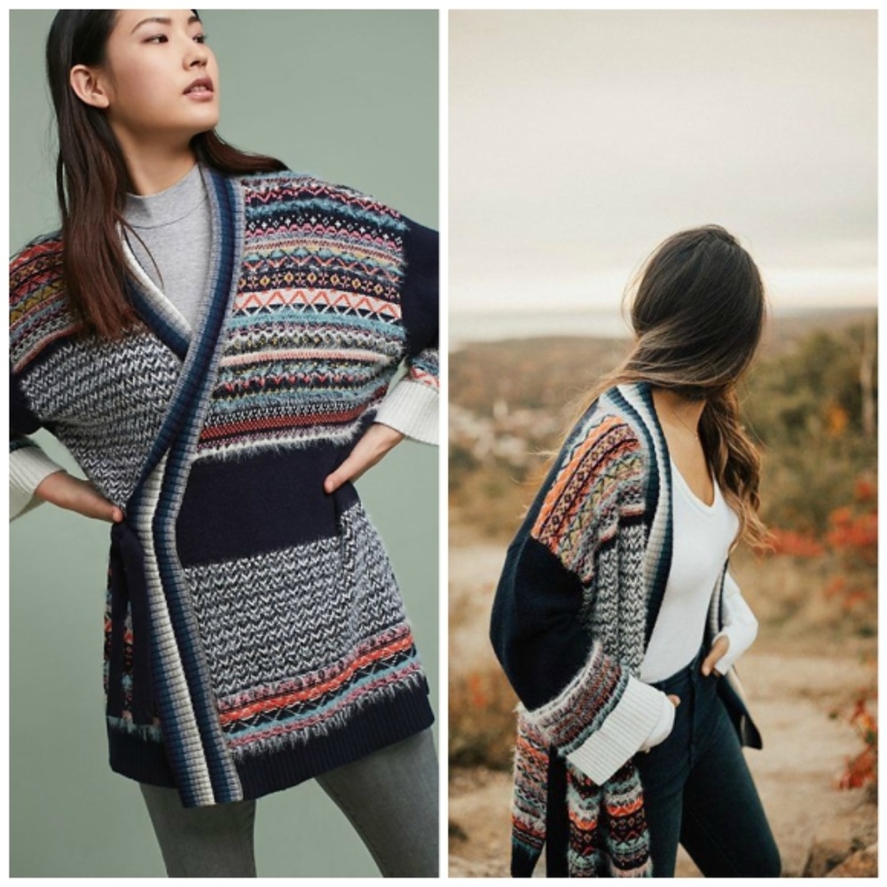NWT🌸Anthropologie Mixed-Stitch Cardigan XS/S - Picture 1 of 4